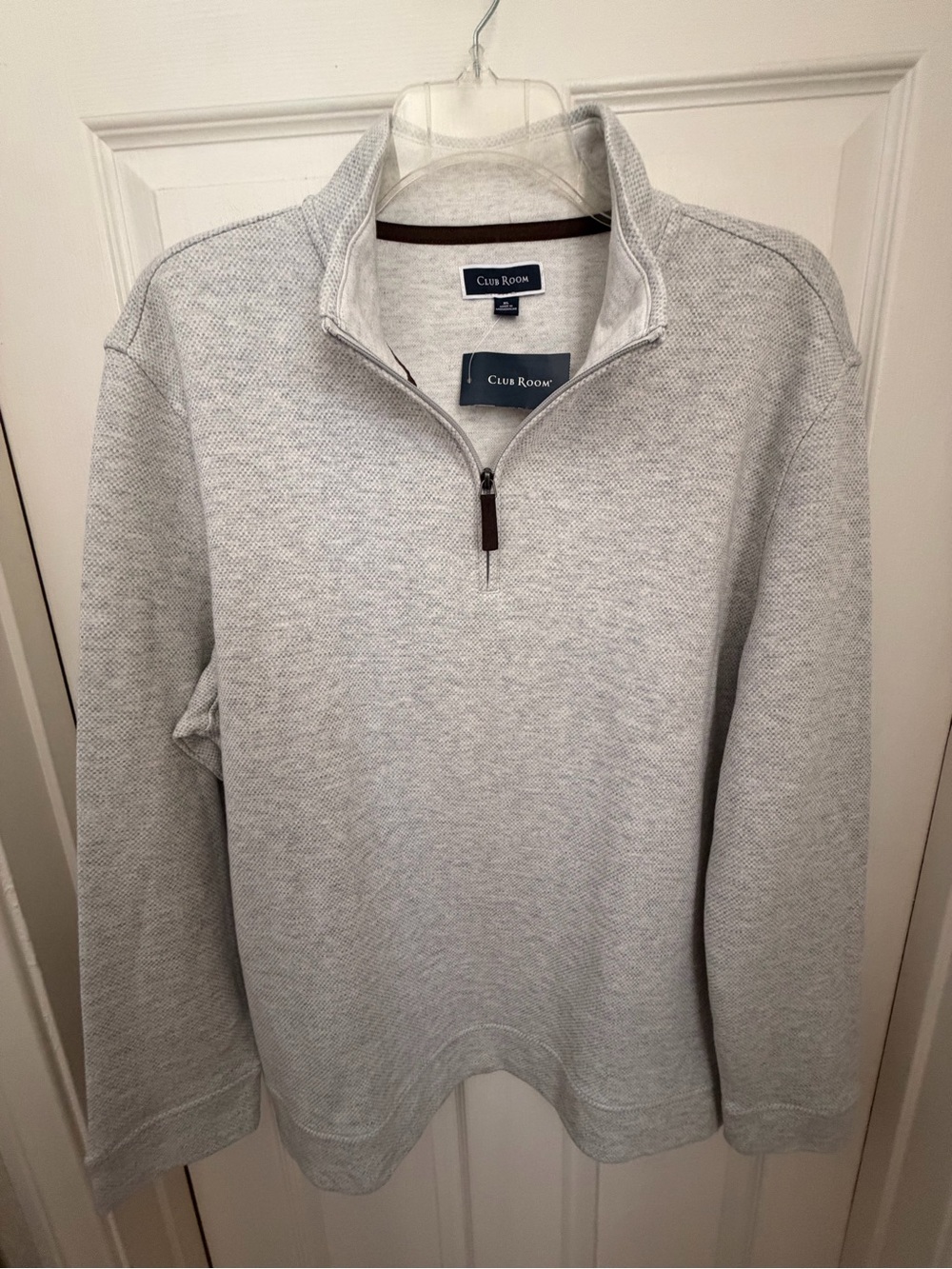 NWT Club Room Men's Birdseye Quarter-Zip
Pullover Sweater Heather Gray XL